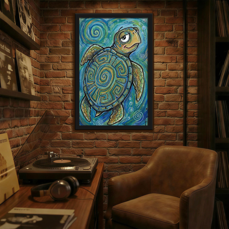 Animaux tortue avec coquille en spirale et fond tourbillonnant, H 18 po x l 12 po