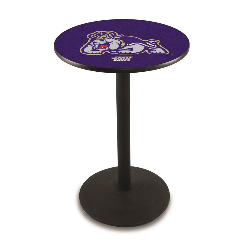 Round Metal Base Dining Table, Black Wrinkle, James Madison University