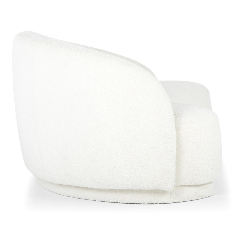 82.25" Round Arm Curved Loveseat, White Boucle