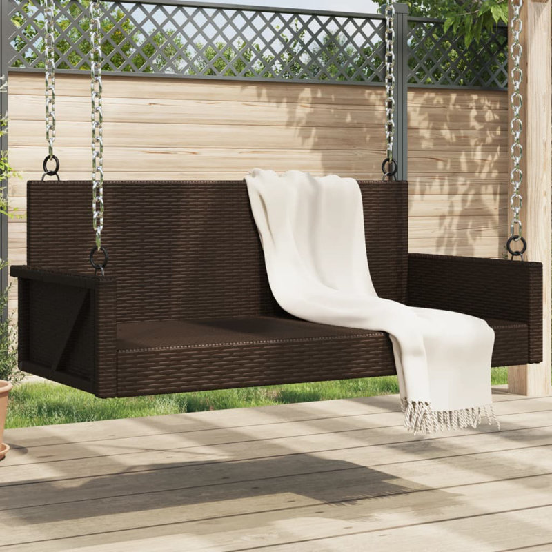 Banc pivotant en poly rotin 46,9 po x 22 po x 18,9 po, Brun