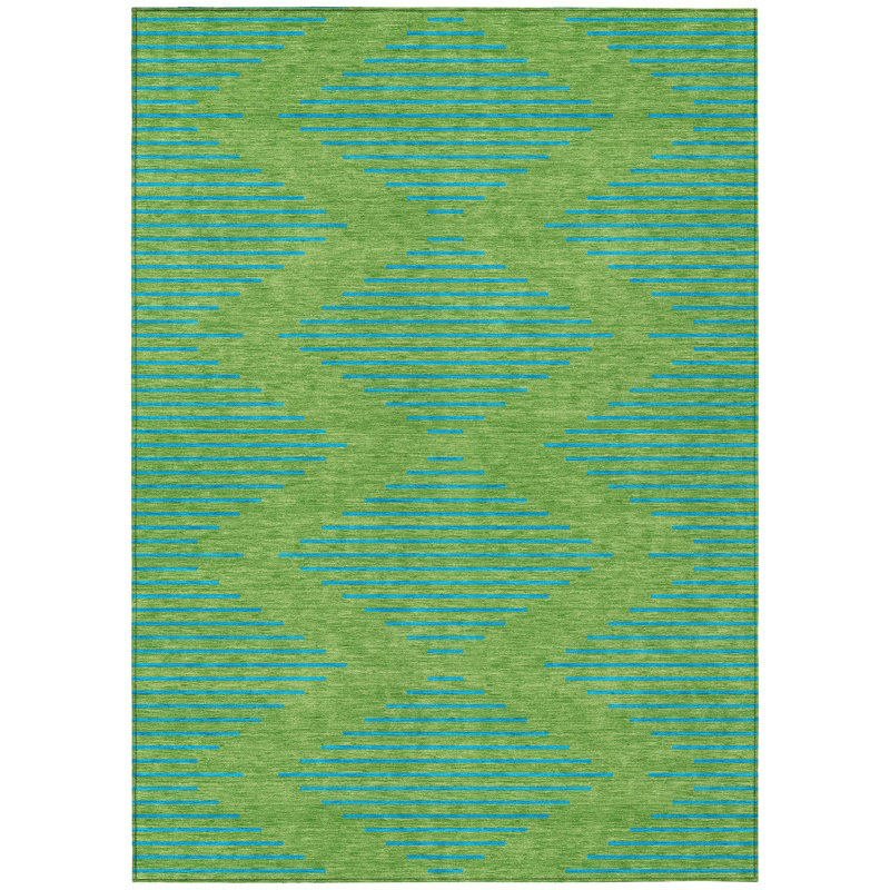 Norelia Green Washable Indoor-Outdoor Rug - , 9' x 12'