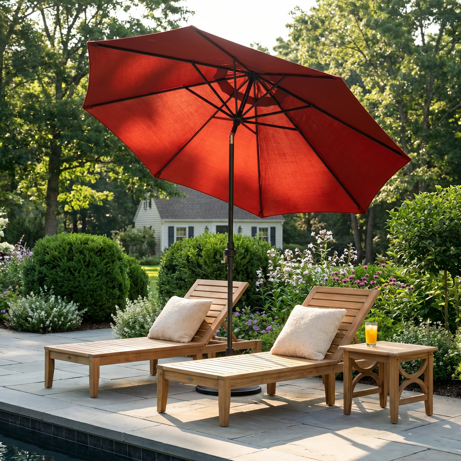 Che 90'' Outdoor Umbrella, Red - Pacifica