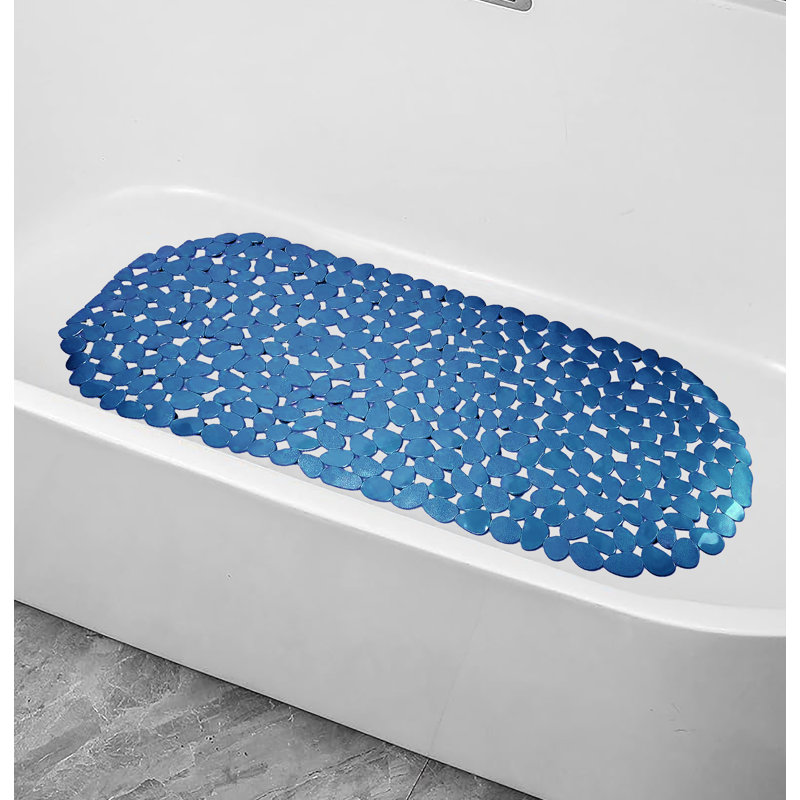 Hibner Vinyl Non-Slip Shower Mat, Navy Blue
