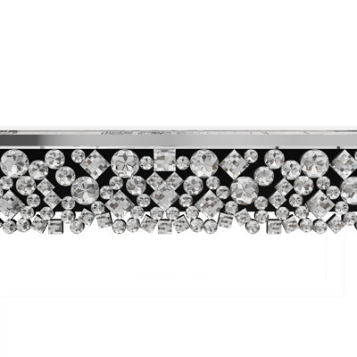 Mirrored Console Table With Round Crystal Wall Mirror