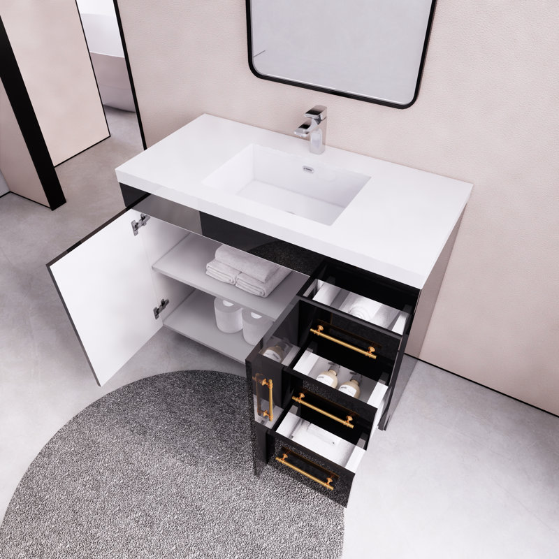 Ensemble de meuble-lavabo simple 42 po Eliza, Noir lustré