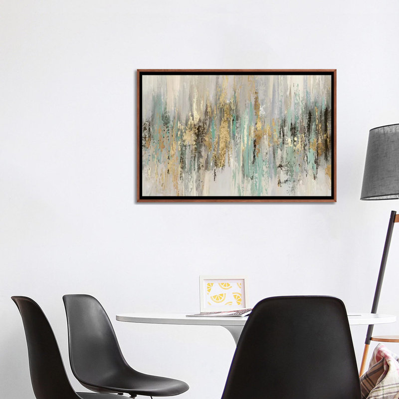 «Dripping Gold I» par Tom Reeves - reproduction imprimée, Toile avec cadre photo, H 18 po x l 26 po, Noir