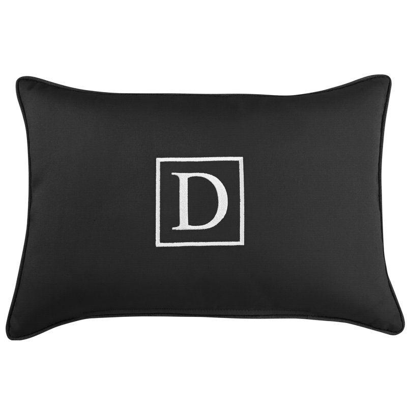 Kerrell Embroidered Sunbrella® Outdoor Throw Pillow, Black, D