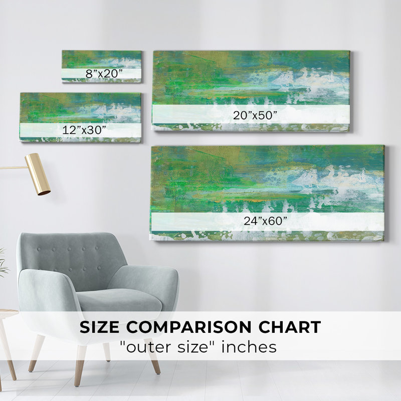 «Chartreuse and Aqua I» sur toile, H 12 po x l 30 po x P 1,5 po