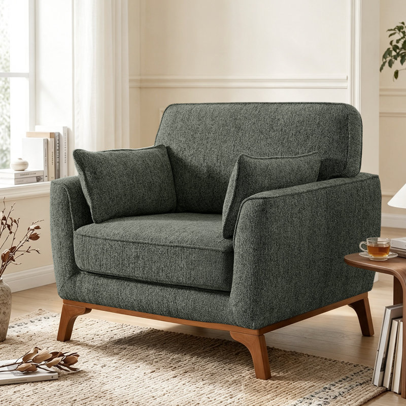 Chaise d'appoint moderne avec pieds en bois massif pour le salon et la chambre à coucher, Vert foncé