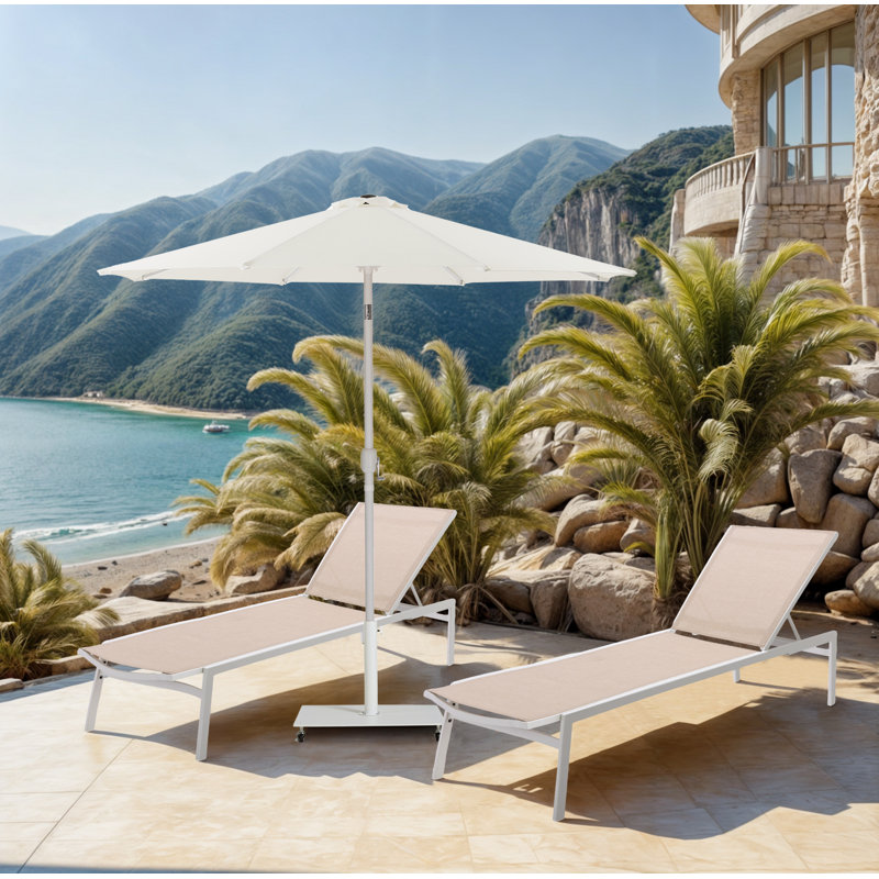 Parasols de patio en tissu Chavelle, Blanc, Blanc