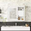 Armoire de salle de bain murale 32 po avec miroir, armoire à pharmacie murale avec 3 tablettes, armoire de rangement avec porte à miroir, blanc