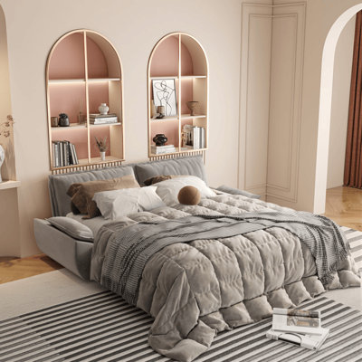 Pull Out Sofa Bed 3-in-1 Convertible Sleeper Sofa Multi-Functional Velvet Loveseat Bed