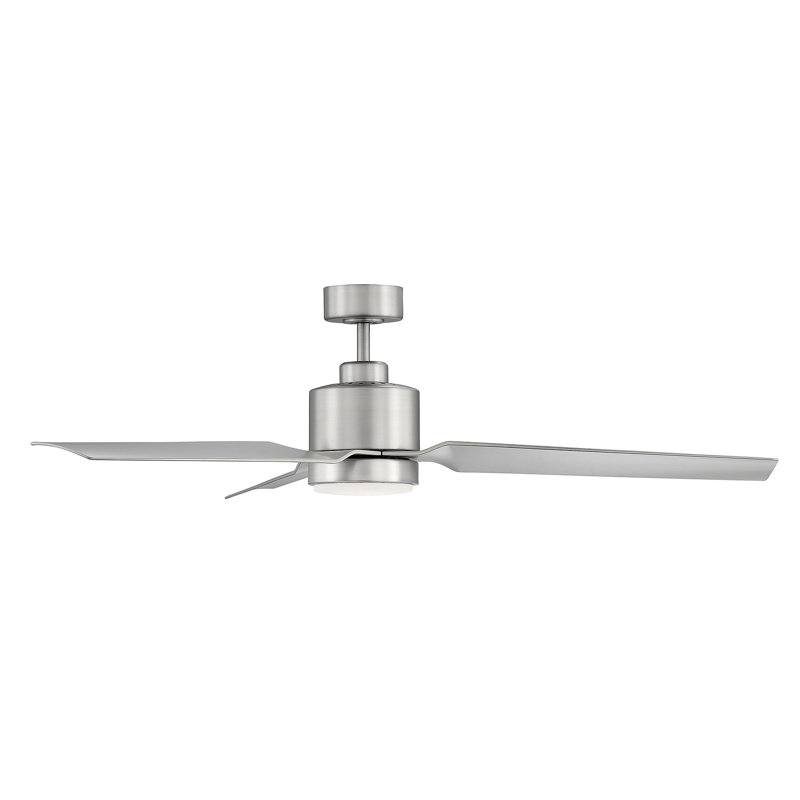 Ameeyah 52" 3 - Blade LED Standard Ceiling Fan in Brushed Nickel with Remote Control and Light Kit Included, Brushed Nickel