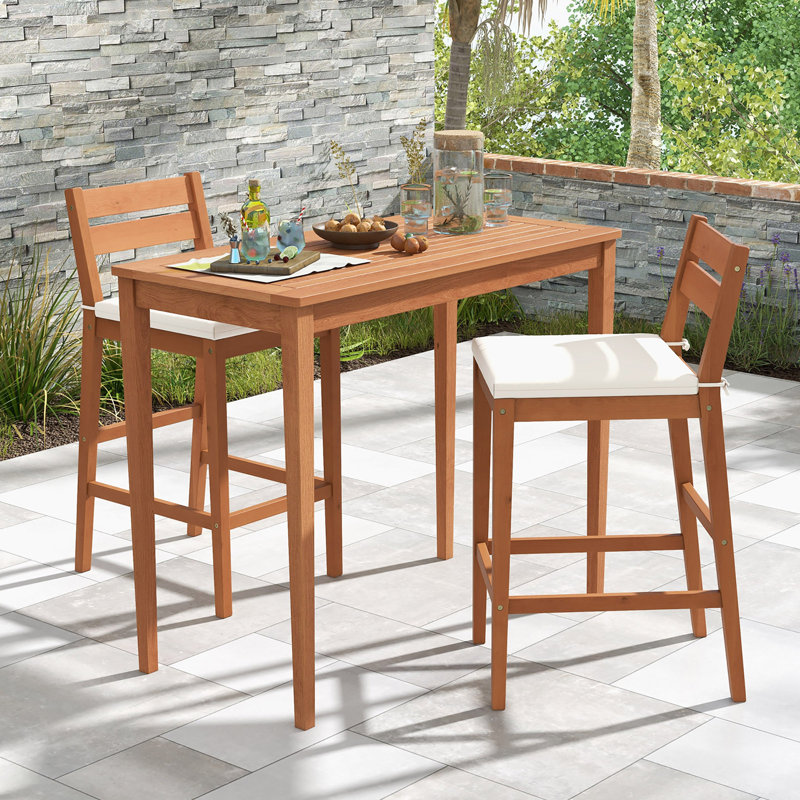Tabouret de bar d'extérieur 29,5 po avec coussin Minelly Eucalyptus