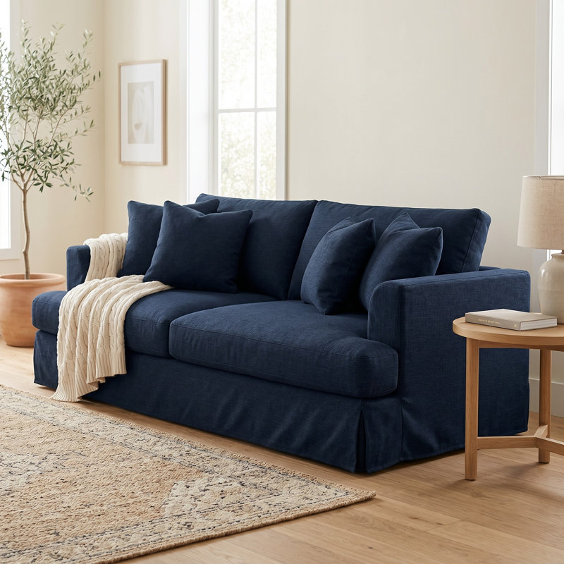 Mcneese 93'' Sofa, Navy Polyester Blend