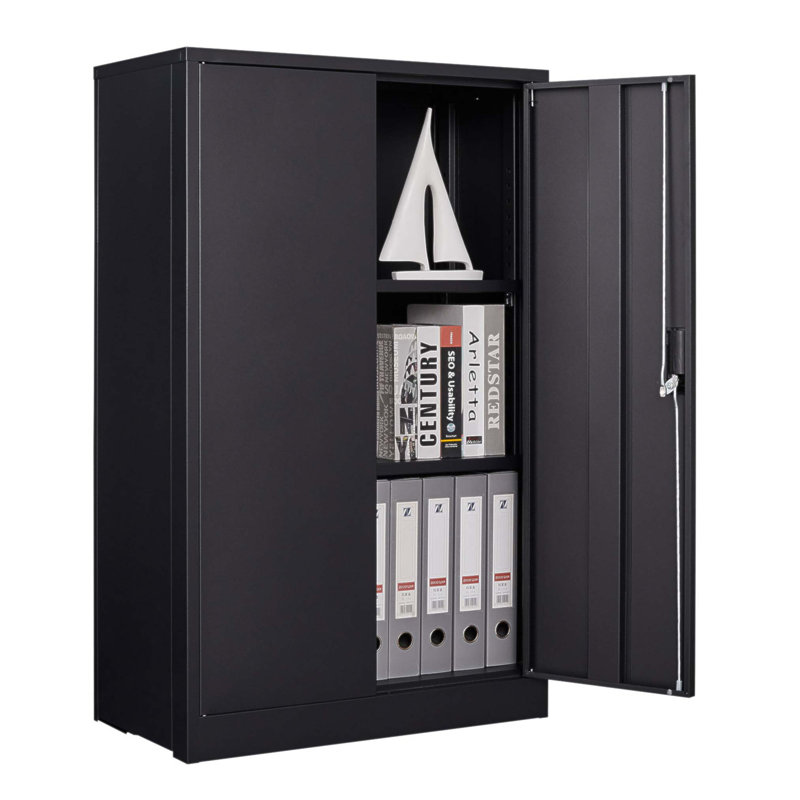 Durable Metal Storage Cabinet with Locking Doors, Adjustable Shelf, and Easy Folding for Home, Office, and Garage Use