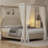Luxury Upholstered Canopy Bed - Button Tufted Frame with Nailhead Trim, No Box Spring-790440256-790440259