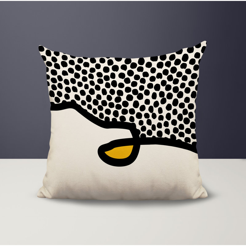 Oreiller carré réversible intérieur / extérieur Vie Abstract, H 17 po x l 17 po, Jaune