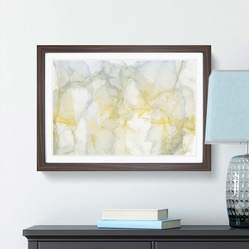 Sunrise Spirit in Abstract - Picture Frame Painting Print, 62cm H x 87cm W x 2cm D, Walnut Framed