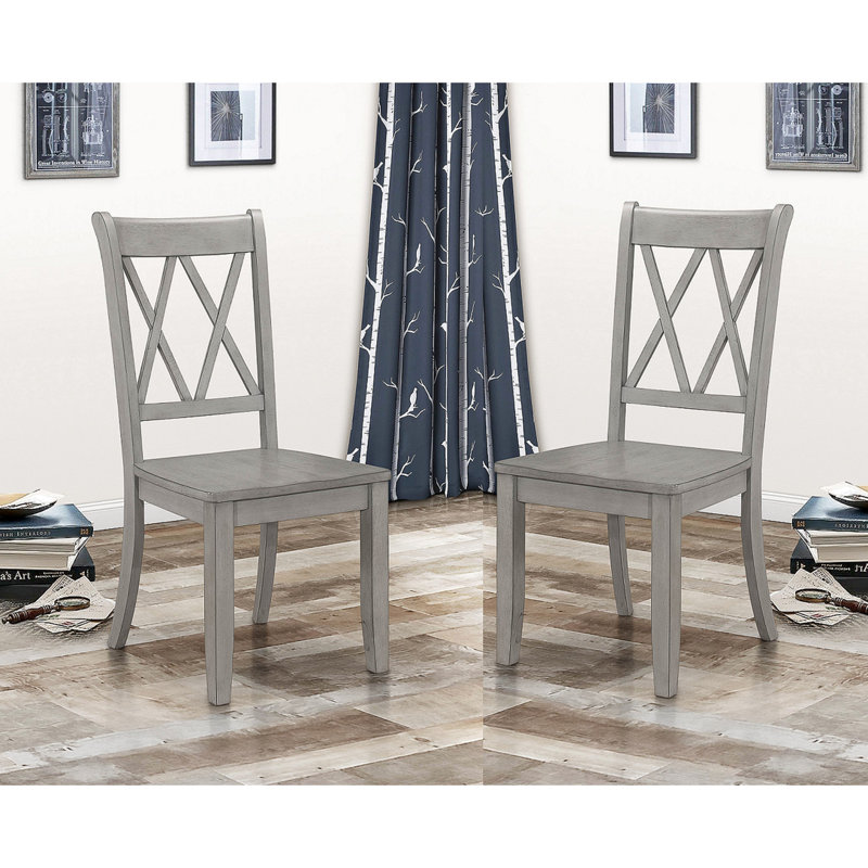 De 2 chaises grises pour la salle à manger, dossier en placage de pin, côté 2 pièces gris, placage, élégance transitionnelle
