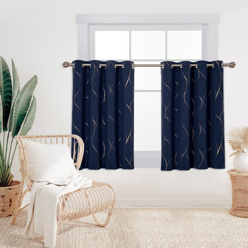 Boulus Room Darkening Curtain Pair, Navy Blue, 52" W x 96" L