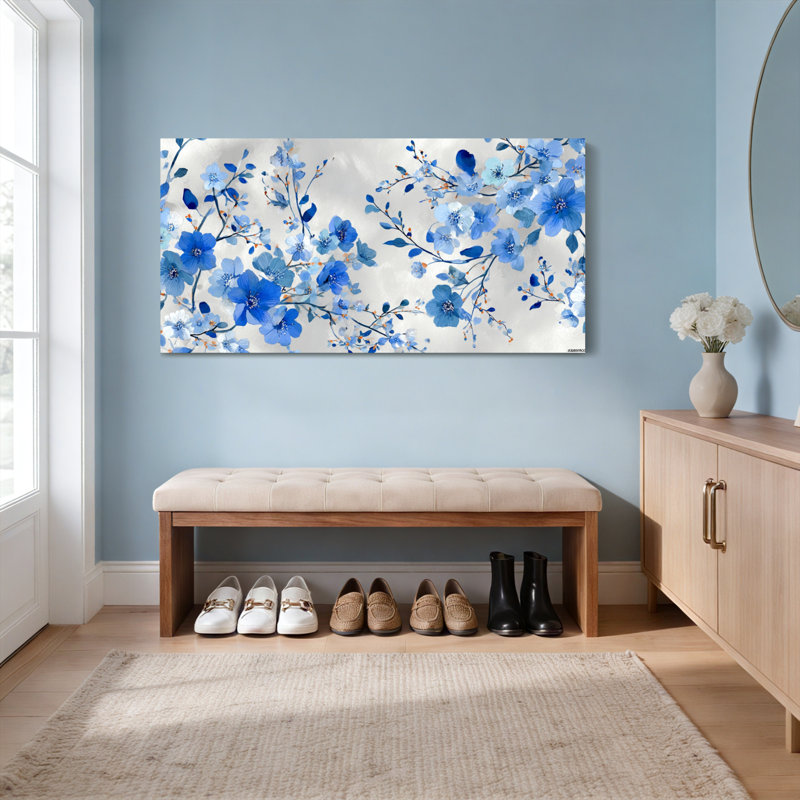 Ensemble de 1 tableau mural floral aquarelle sur toile tendue, H 24 po x l 48 po