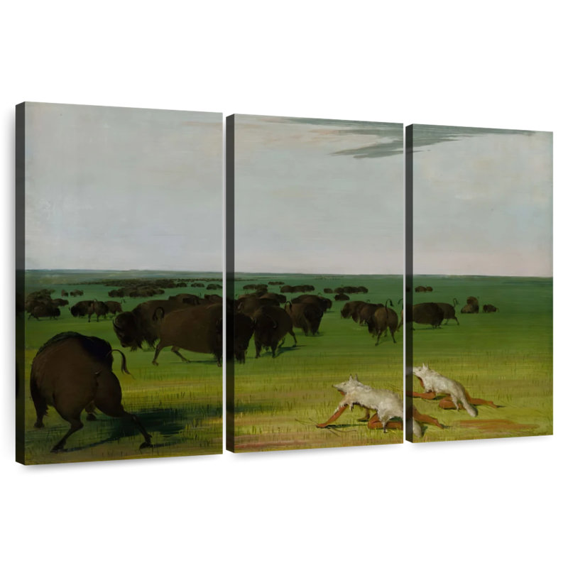 Brampt Buffalo Hunt Under Wolf-Skin Mask, 32" H x 50" W