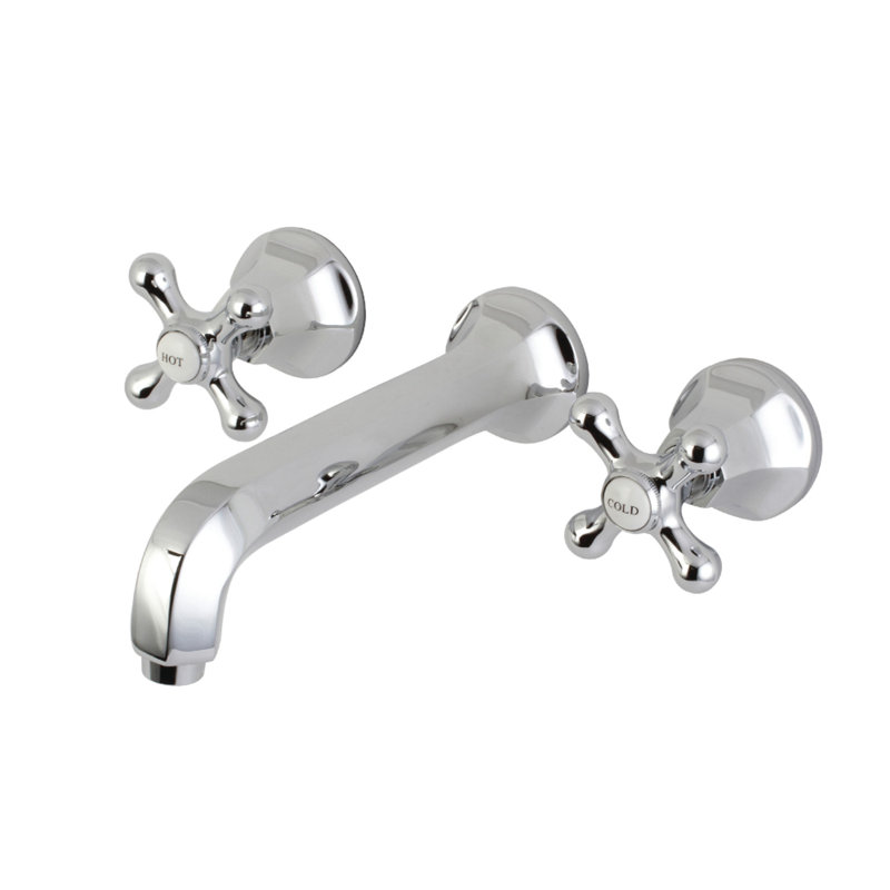 Kingston Brass Metropolitan Two-Handle 3-Hole Wall Mount Roman Tub Faucet, Polished Chrome