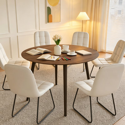 Ensemble de table de salle à manger ronde, petite table de salle à manger ronde Mid-Century moderne, gain de place (1 table + chaises)