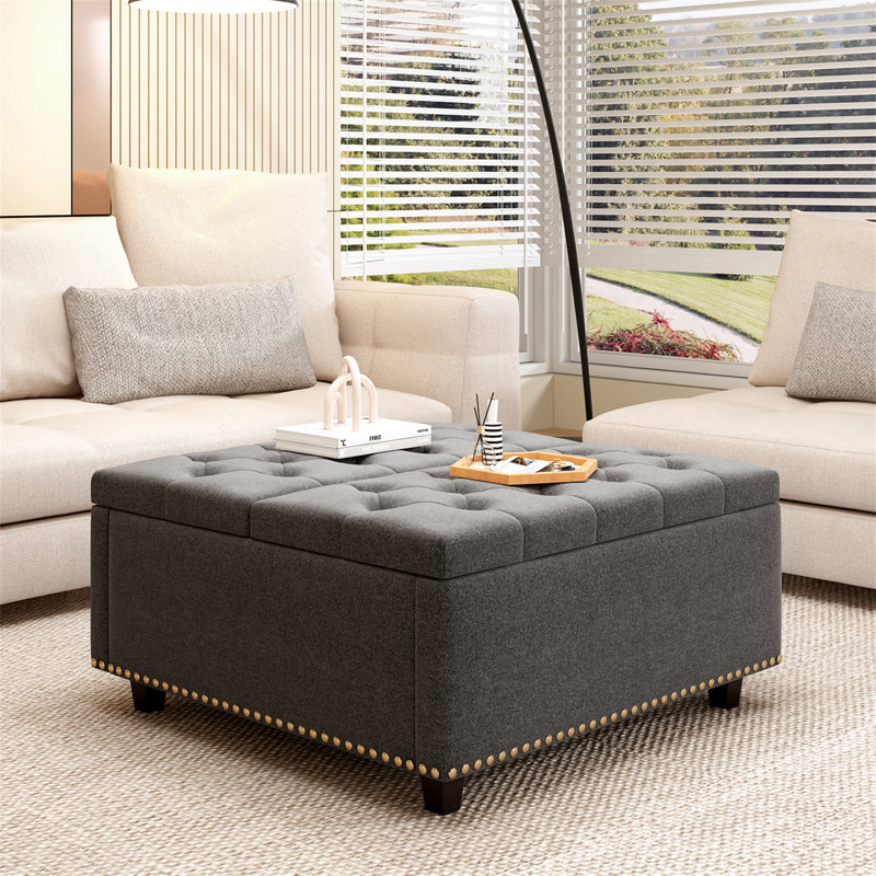 Banc de rangement massif Massive (seulement avec table basse, sans chaises), Gris foncé
