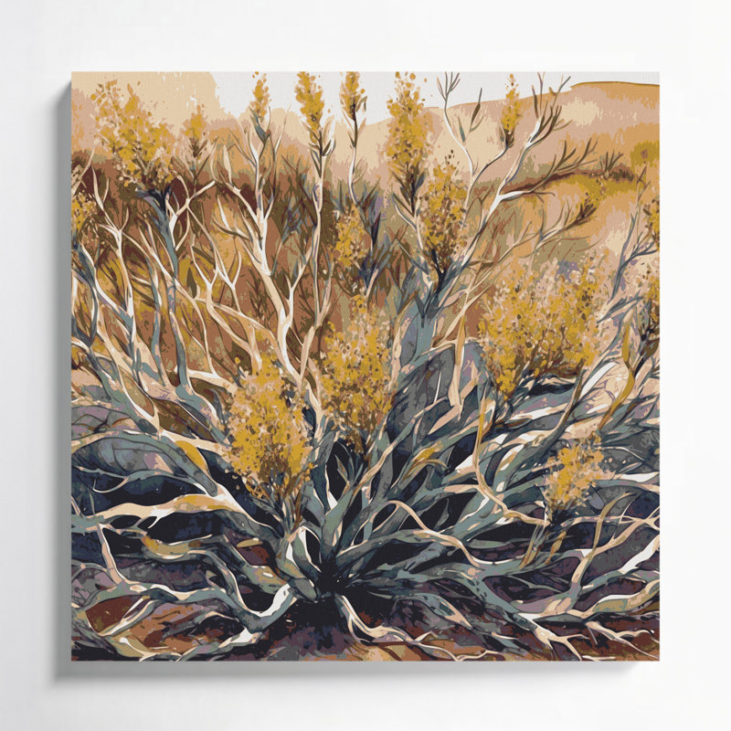 «Southwestern Plants Creosote Bush 156», art mural sur toile beige