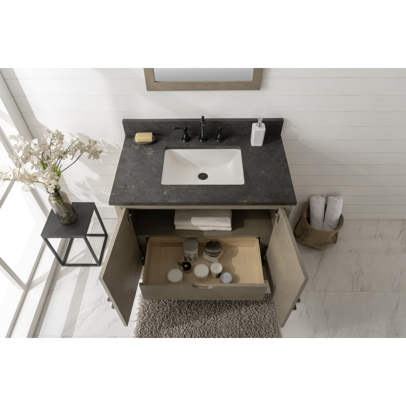 Calhoon 37'' Single Bathroom Vanity with Top, Blue Limestone