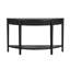  Élégante table d'entrée en demi-lune de 55 po avec placage en bois et tablette ouverte, console élégante pour couloir ou vestibule, noir