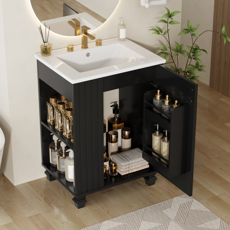 Meuble-lavabo de salle de bain avec lavabo, Noir