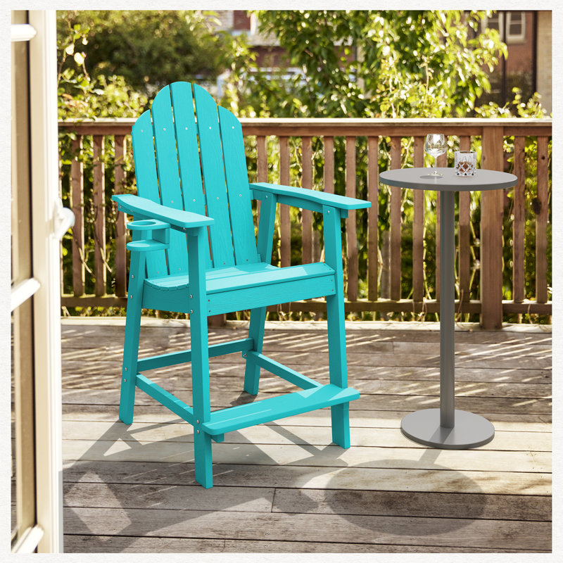 Chaise Adirondack en plastique Dutta, Bleu Aruba