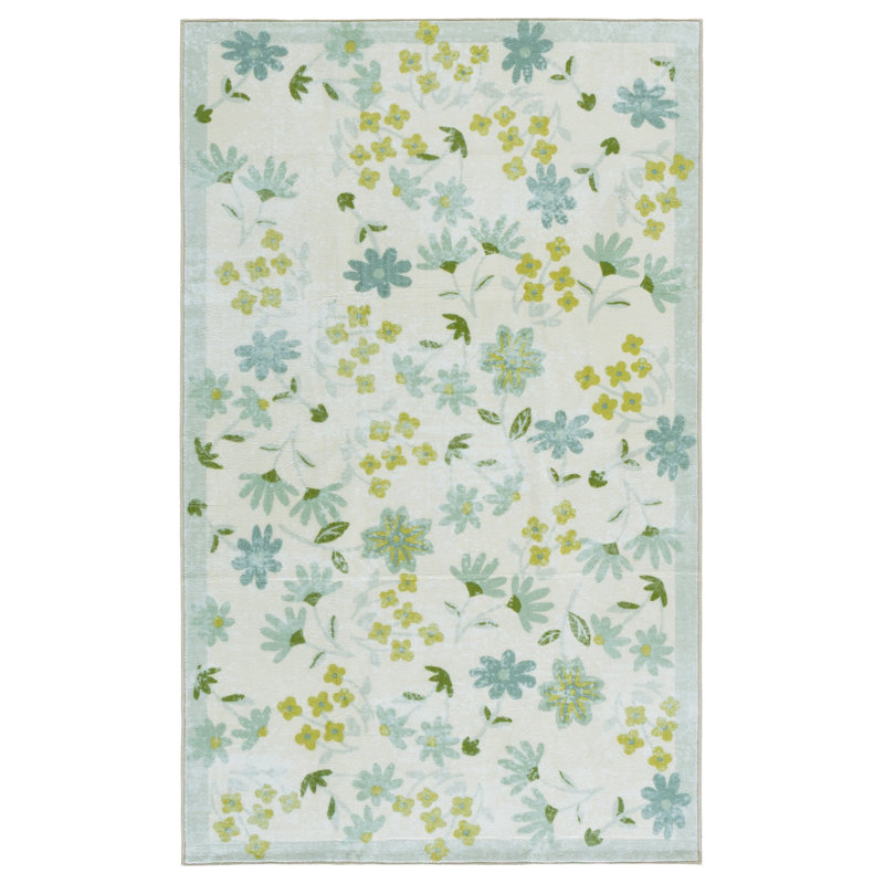 Tapis floral performance lavable à la machine MSRW 189, Rectangulaire 3 pi x 5 pi