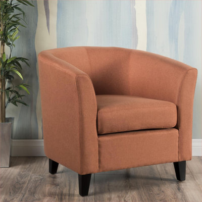 Fauteuil club flexible à siège simple revêtu de tissu orange chaud d'une profondeur de 30 pouces