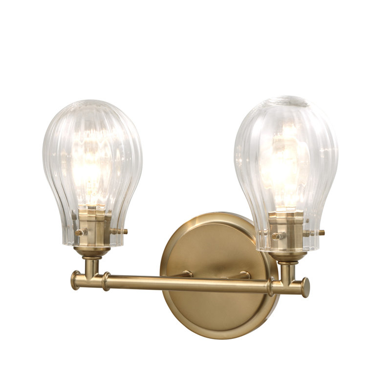 Antique Brass 2-Light Vanity Fixture with Clear Glass Shades