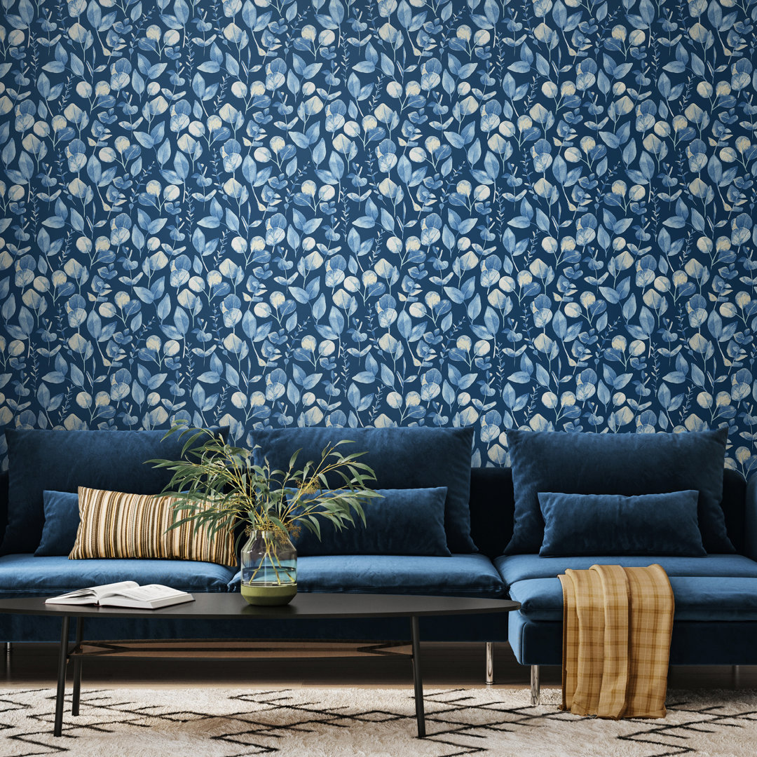 Watercolour Leaves - Slate Blue
