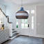 Luminaire suspendu unique en rotin bleu, lustre panier pour couloir de cuisine-942827904