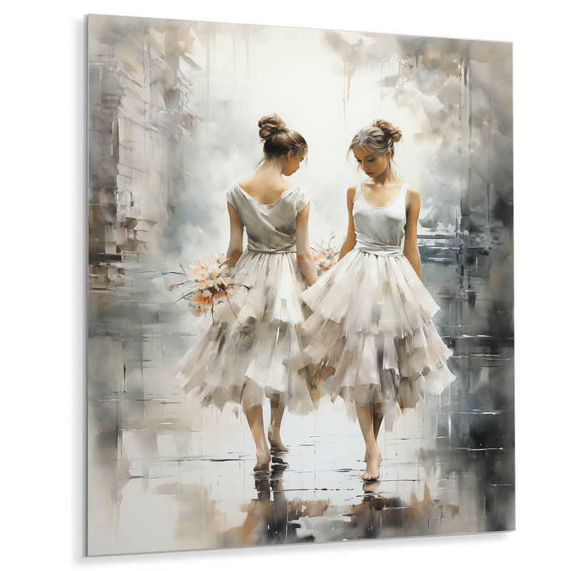 «White and Grey Ballet Dreams I» - art mural en métal Dance, H 32 po x l 24 po x P 1 po