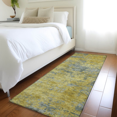 Machine Washable Indoor/Outdoor Chayden ACN1093 Gold Rug