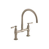 Parq Two-Hole Deck-Mount Kitchen Sink Faucet with 9" Gooseneck Spout and Tri Handles