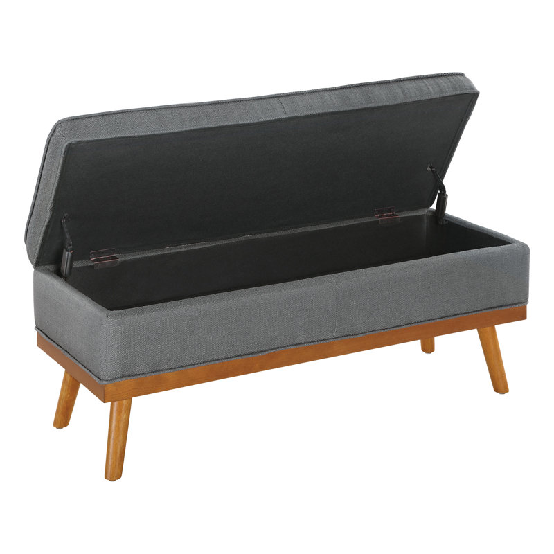Boyu Polyester Blend Upholstered Storage Bench, Charcoal Polyester Blend