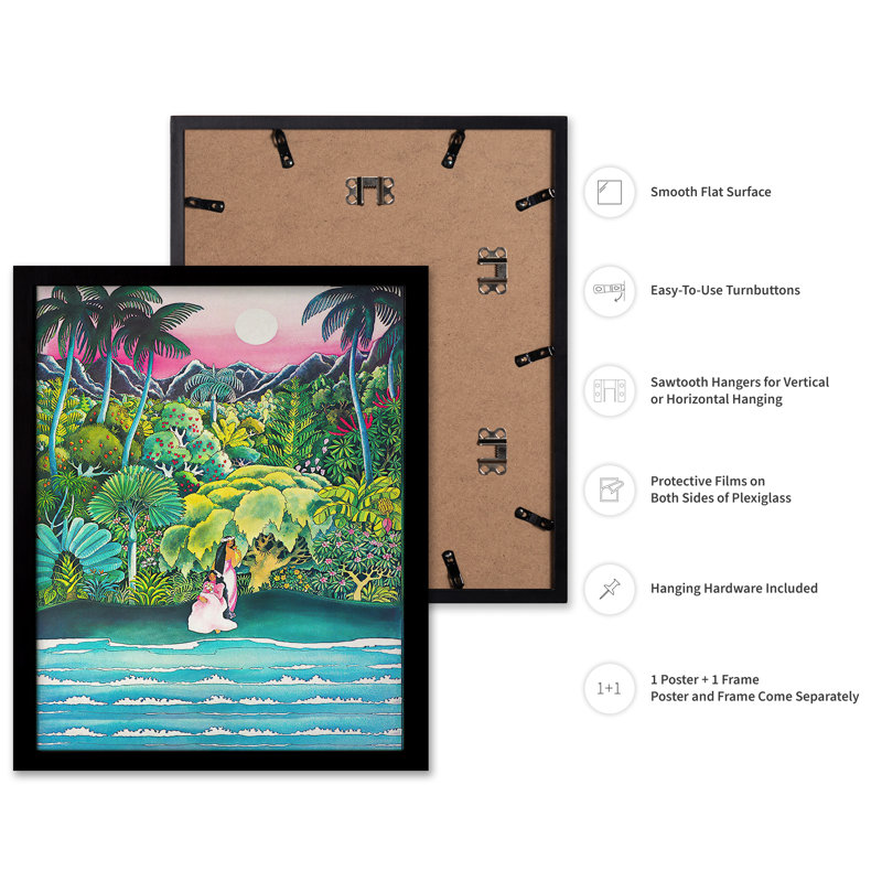 Hawaii Air Travel, H 18 po x l 24 po, Affiche, Cadre noir