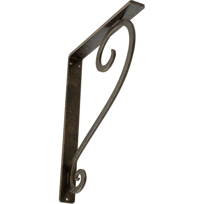 Support en fer forgé Edwards, Or pâle antique, H 12 po x l 1,5 po x P 10 po