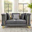 Canapé d'angle gris de 175 cm (69 pouces) en velours victorien de luxe, style milieu du siècle, avec texture brodée et finitions dorées, dossier, coussins raffinés, assise moelleuse pour le salon, 3 coussins inclus