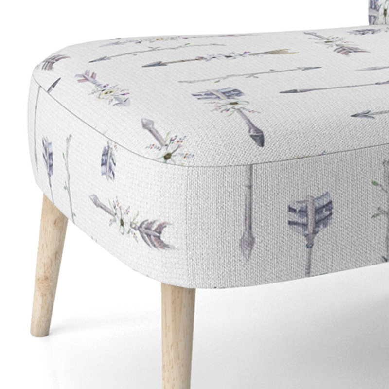 Accent Chair, Beige Floral Pattern Upholstered Decor - Beige Floral Pattern II, White/Purple