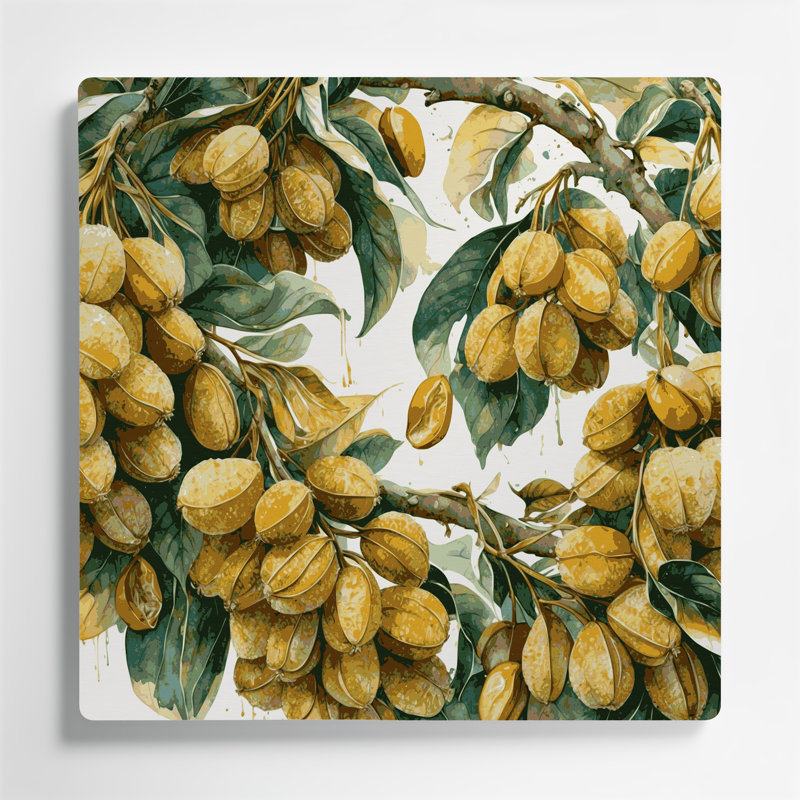 «Fruit Longan», art mural en métal brun, H 8 po x l 8 po