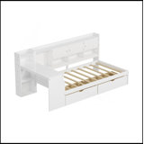 Wooden L-Shape Daybed With Seven Storage Cabinets And Two Storage Drawers, Multi-Functional Bed With Study Desk And Built-In Bookshelf
